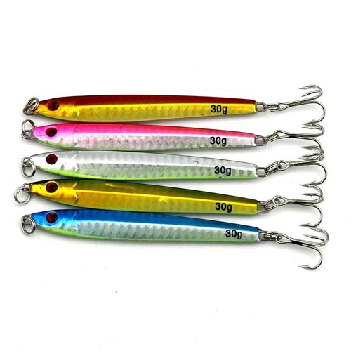 Lot De 10 Leurres Jig En Métal Poseidon 10g - Avec Hameçon Triple Et Plumes, Coulants, Pour Pêche Mer Et Eau Douce (bar, Brochet, Truite, Maquereau)
