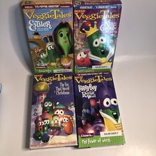 Lot of 4 VEGGIE TALES VHS Movie Tapes Bible Stories/Christian Values