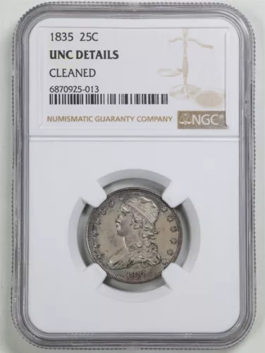 1835 25C Capped Bust Quarter Dollar UNC Detail Cleaned NGC 6870925-013