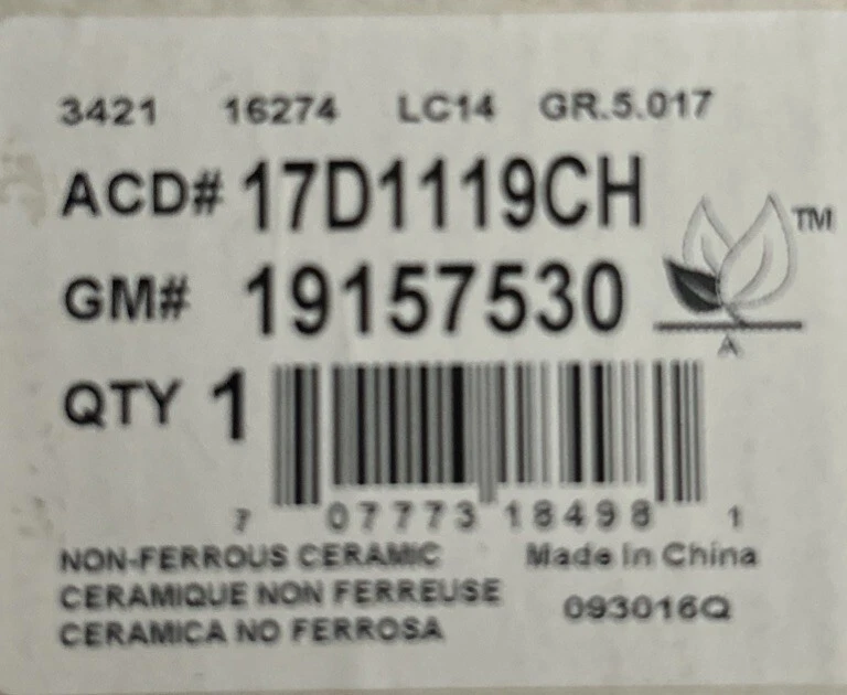 Genuine GM 2006-2010 Hummer H3 H3T Ceramic Front Disc Brake Pad Kit Set 19157530 - Image 2 of 2
