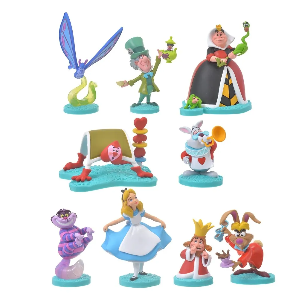 Disney Store Alice In Wonderland Deluxe 9 Figure Figurine Play Set Cake  Topper