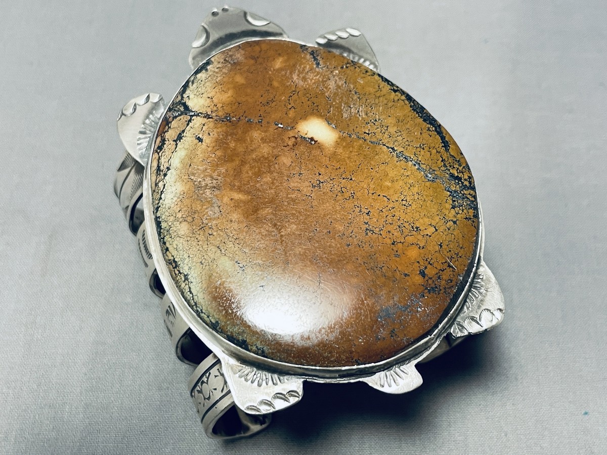 173 Grams Tortoise Turquoise Sterling Silver Bracelet Omg!! 173 Grams Tortoise Turquoise Sterling Silver Bracelet Omg!!