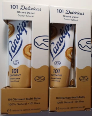 2X LANOLIPS MULTI BALM GLAZED DONUT 101 OINTMENT 100% NATURAL DRY LIPS, SKIN 10G