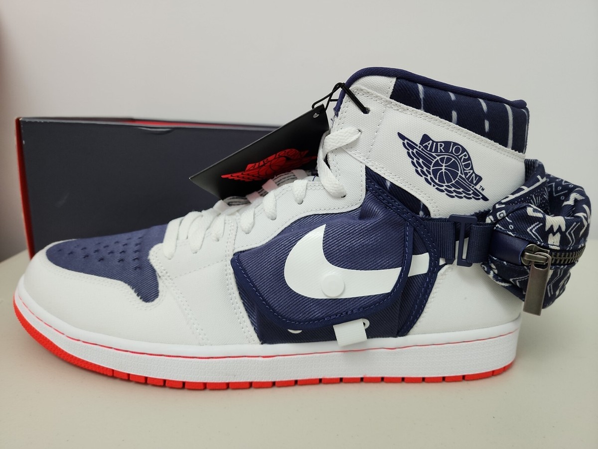 NIKE AIR JORDAN RETRO 1 UTILITY QUAI WHITE BLUE RED DV1717  display picture 1