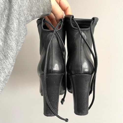 Stuart Weitzman Black Glove Tie-Back Ankle Boots - 5.5, made in Spain 🇪🇸 - Picture 11 of 13