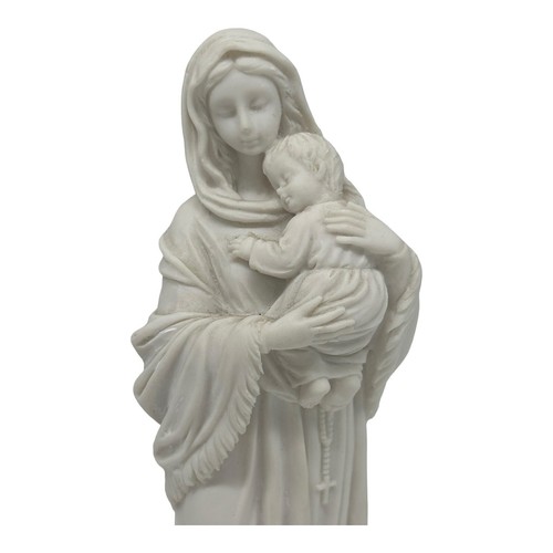 Statuetta Vintage Madre Maria Madonna & Bambino Gesù 8"" Alabastro Bellissimo Dettaglio - Foto 4 di 10