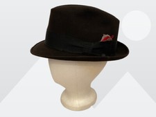 Vintage 1960's Champ Men's Black Genuine Kasmir Fur Felt Fedora Hat Size 7