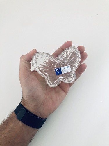Crystal Clear Industries 24% Lead Crystal Cut Glass Candy Butterfly Dish - Picture 10 of 12
