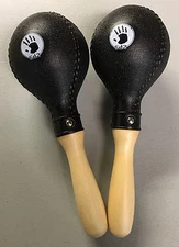 5d2 Salsa Maracas 10"  Black With Wood Handles.
