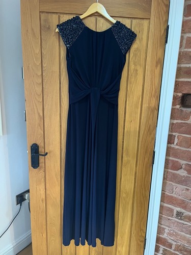 MONSOON Kleid Perlen Größe 10 dunkelblau Hochzeit Abschlussball lang Maxi Party Cocktail - Bild 5 von 8