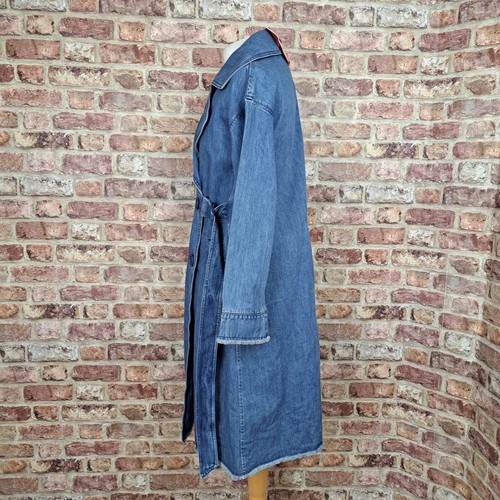 Max Mara MAX&Co Denim Overcoat Doublebreasted Raw Edge Calf Length Belt- New - Picture 9 of 14