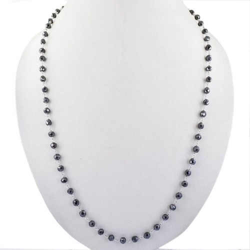 5 mm 24 Inches BLACK DIAMOND NECKLACE In 925 Sterling Silver AAA Certified