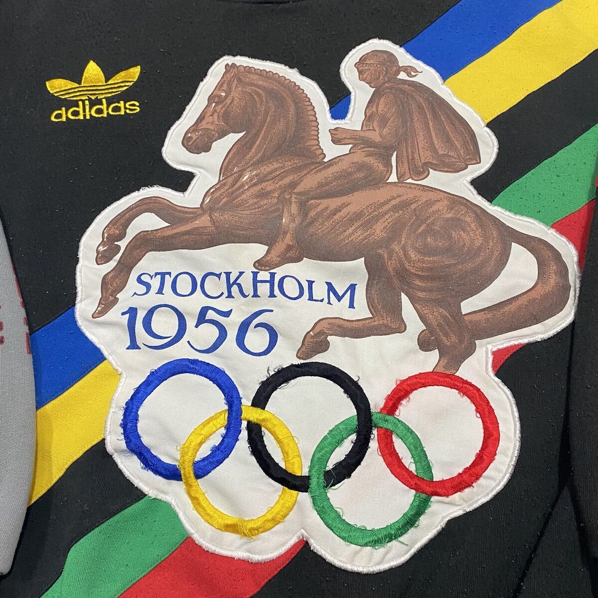 Vintage 80s Adidas Olympic Stockholm 1956 Crewneck Helsinki Mens: | eBay