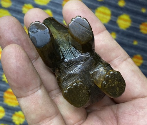 Tiger Eye Natural Gemstone Bear Statue Figurine Hand craved 2 1/2” - Picture 4 of 4