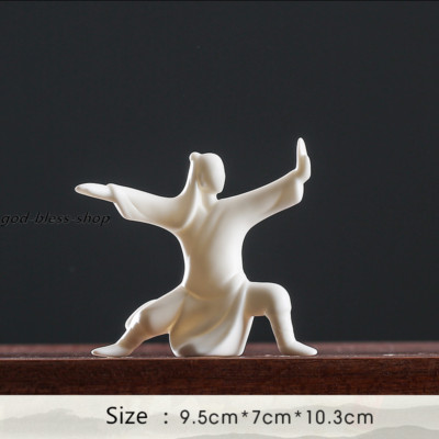 Traditional Tea Set Accessories Tai Chi Kung Fu Characters Ceramic Ornaments