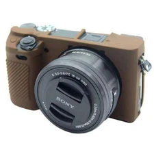 AMZER Shockproof Soft Silicone Protective Case Cover for Sony ILCE-6300 - Coffee