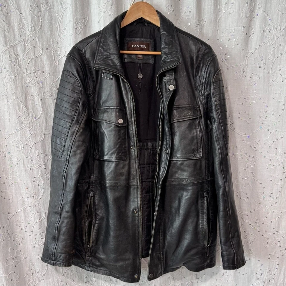 Vintage 90s Danier Leather Moto-Style Jacket – Thinsulate Lined – Size L - Image 3 of 4