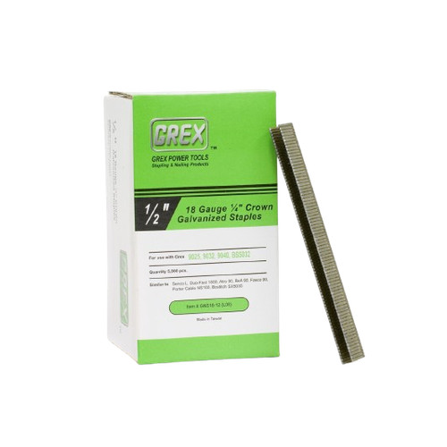 Grex GNS18 18 Gauge Galvanized Staples, 1/4 in. Crown x 1/2 in., 5M GNS18-12 (L08)