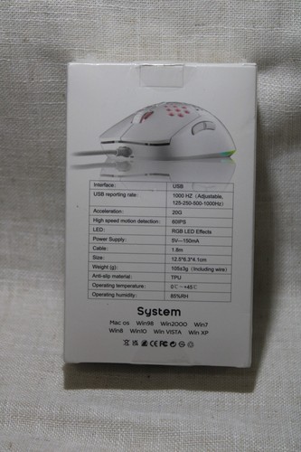 DIERYA x TMKB M1 SE White Wired Gaming Computer Mouse PC Competition RGB LED NEW - 第 2/7 張圖片