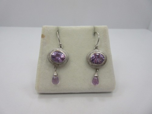 Pendientes colgantes plata esterlina mujer OVAL púrpura GANCHO 925 - Imagen 1 de 6