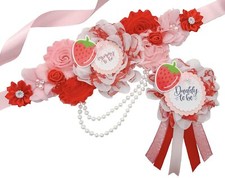 Pink and Red Strawberry Mommy to be Baby Shower Maternity Sash