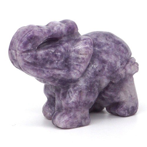 Estatuilla de curación Reiki tallada cristal moscovita púrpura de 2" de gemas naturales de elefante - Imagen 4 de 6
