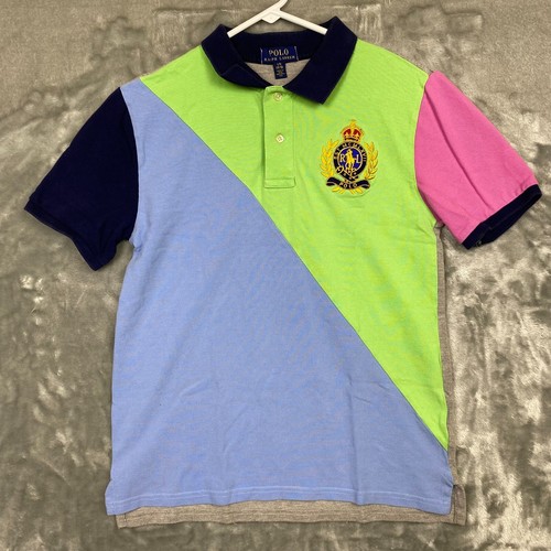 Polo Ralph Lauren Pastel Colorblock Polo Shirt Large Crest Logo 15 Size L 14-16