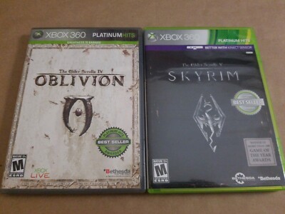 2 Game Lot Xbox 360 Elder Scrolls IV: Oblivion and Elder Scrolls V: Skyrim