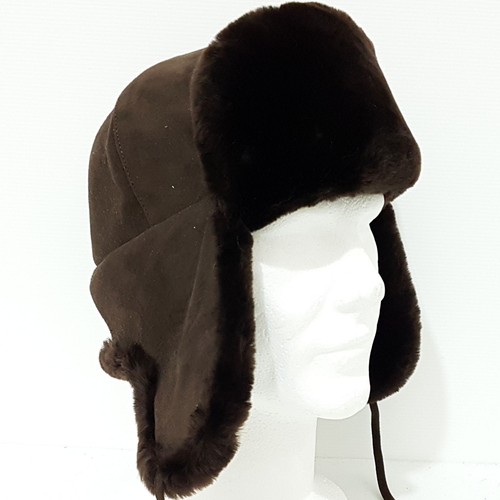Cappello Pelliccia Montone AVIATORE uomo donna PELLE VERA paraorecchie 57  G179 | eBay