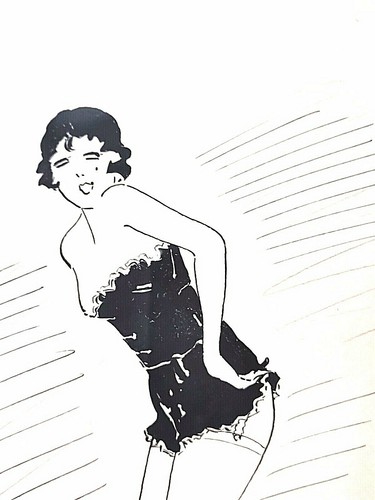 DISEGNO a CHINA - EROTICO "RAGAZZA con GUEPIERE" Firma MICHELINE FARRUIZ 1929 - Picture 3 of 5