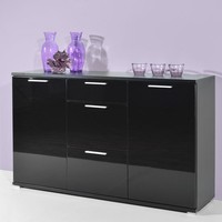 Almeria Sideboard In Black High Gloss With 2 Doors And 3 Drawers Almeria Sideboard In Black High Gloss With 2 Doors And 3 Drawers