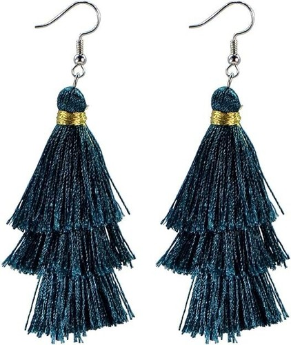 Fashion Charm Silk Tassel 3 Layers Fan Fringe Dangle Earrings - Picture 70 of 72