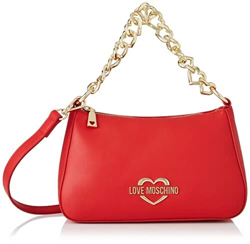 LOVE MOSCHINO BORSA DONNA PICCOLA CON TRACOLLA IN PELLE E CATENA ROSSO  JC4198