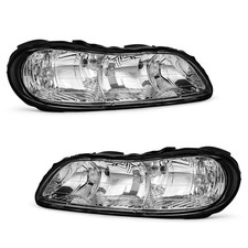 Pair Chrome Headlights For 1997-2003 Chevy Malibu Clear Headlamps Leftrights