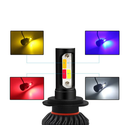 2Pcs 4Color Strobe H1 H4 H7 H8 H9 H11 9005 High Bright Car LED Headlight Bulbs