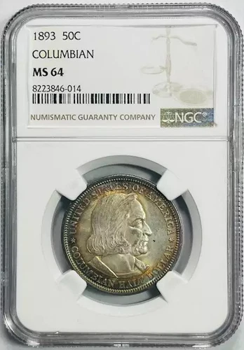 1893 Classic Commemorative Columbian Half Dollar NGC MS-64 Pretty Toning!