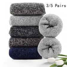 3/5 Pairs Of Thick Woolen Socks For Men, Autumn And Winter Stockings, Towels To