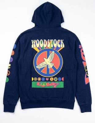 SUGARHILL 1969 August Pullover Logo Hoodie Sweatshirt Size L Woodstock Navy NWT