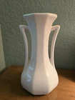 Vtg McCoy U.S.A  Pottery Double Handled Vase Matt White/Cream Art Deco 9"