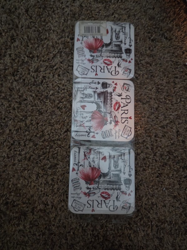 4 Paris Glamour France Coasters Set "Dessous de Verre Shopping" Arc de Triomphe