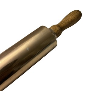 Vintage Rare Copper Rolling Pin Stainless Steel, Wooden Handles  17” Long