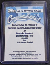 2026 Bowman Munetaka Murakami Chrome Rc Rookie base auto #CRA-MM BJMIC