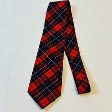 Pendleton Tie 100% Virgin Wool Red Plaid 58" Long 3 1/2" Wide Made in USA