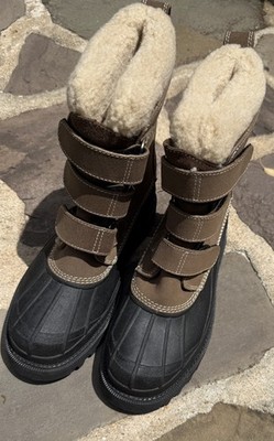 L.L. Bean Sherpa Fleece Leather Hook and Loop Insulated Winter Boots Men's 9M