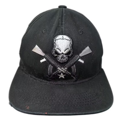 Black Eagle Snapback Hat Black Gray OS 6 Panel Skull Crossed Rifles Embroidered