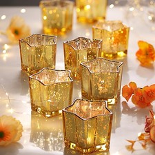 8pcs Gold Star Candle Holders Set - Elegant Tea Light  Votive Holders for Di...