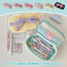 Fabric Craft Pencil Bag Bowknot Student Stationery Bag Desktop Storage Bag