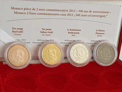 Monaco 500 Jahre Souveränität 4 x 2 Euro Lucien 2012 Gold Platin Ru 500 Sets OVP - Bild 1 von 4