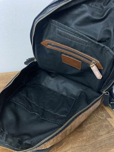 Coach Brown/Black All Leather Backpack Laptop School Day Pack Bag - Imagen 12 de 14