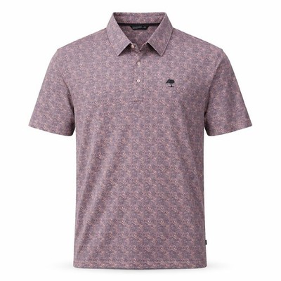 7 Diamonds Westward Polo Shirt Men XXL Blue Pink Tropical Print Coastal Oak Tree